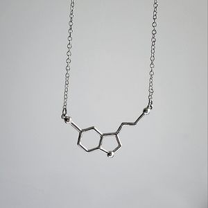 Serotonin Molecule Silver Necklace